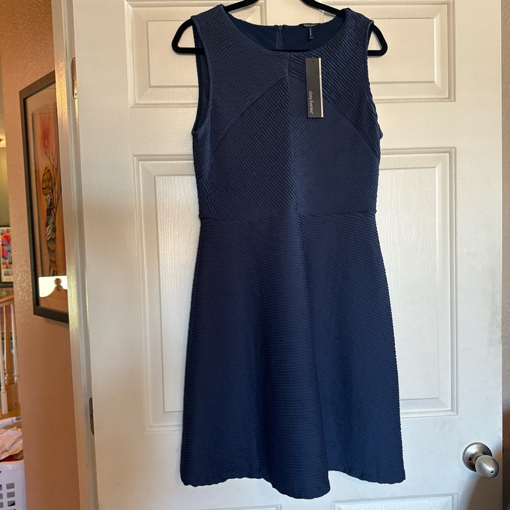 Daisy Fuentes Blue Sleeveless A-Line Midi Dress